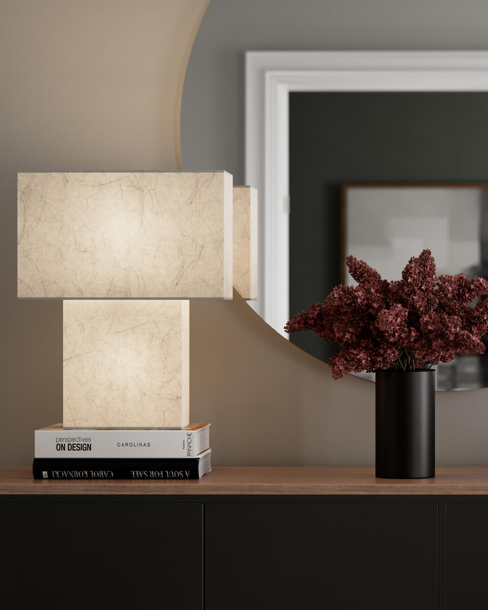 iSquare 50cm Valkoinen pöytävalaisin valmistajalta By Rydéns - Tutustu iSquare-p&ouml;yt&auml;valaisimeen, joka on saanut inspiraationsa japanilaisesta suunnittelusta ja valmistettu lohik&auml;&auml;rmepilvipaperista.