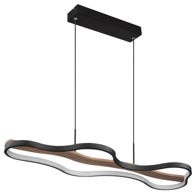 Bezzy 80cm Luonto kattovalaisin valmistajalta Globo Lighting - Bezzy takpendel har en unik molnformad design som kombinerar mattsvart metall, m&ouml;rkbrunt tr&auml; och opalsilikon f&ouml;r en stilfull och behaglig belysning.