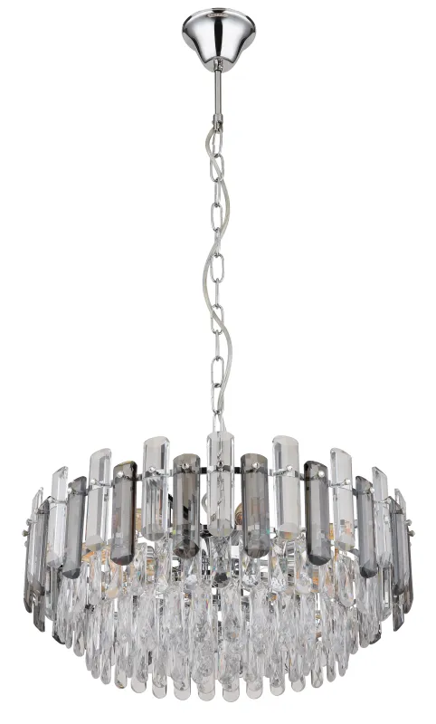 Orgina Ø60 Savun värinen kristalli valmistajalta Globo Lighting - Takkronan Orgina tillf&ouml;r rummet en lyxig k&auml;nsla med gnistrande kristaller och r&ouml;kf&auml;rgade glasstavar.