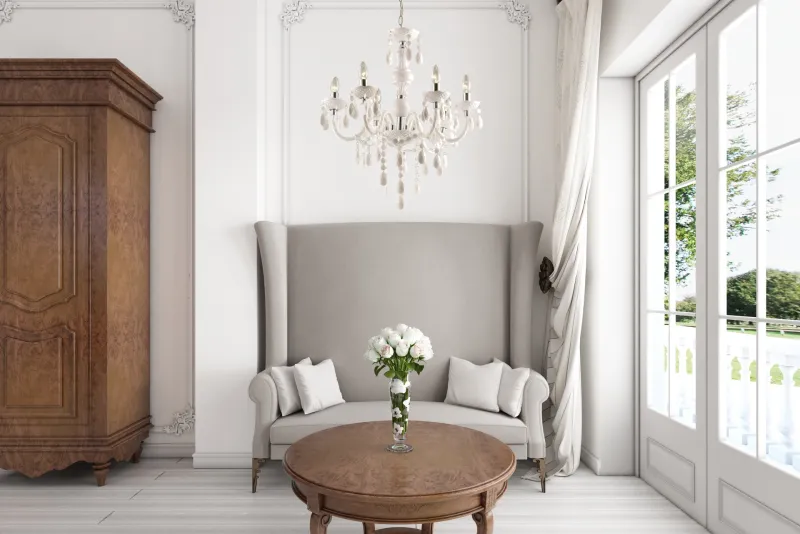 Cuimbra Ø65 Valkoinen kristalli valmistajalta Globo Lighting - Dess krom- och vitf&auml;rgade yta tillsammans med h&auml;ngande kristaller skapar ett sofistikerat uttryck.