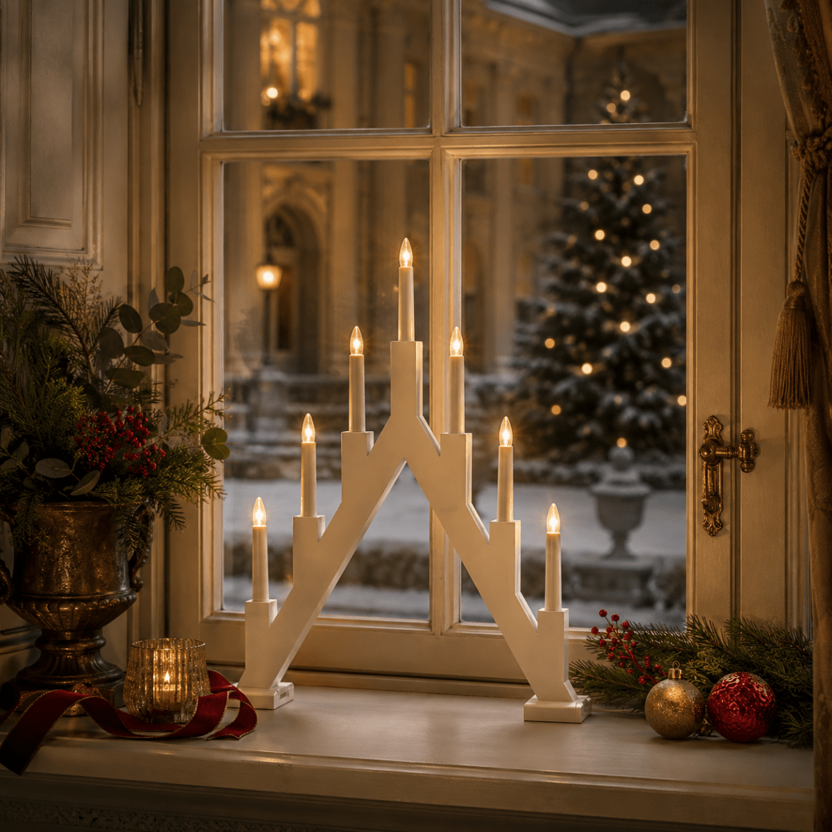 Ellen Valkoinen valmistajalta Pixie Design - Ellen on klassinen puinen kynttil&auml;njalka, jossa on valkoinen viimeistely ja koristeellinen, ter&auml;v&auml; muoto, joka tuo mieleen perinteiset adventtikynttil&auml;njalat.
