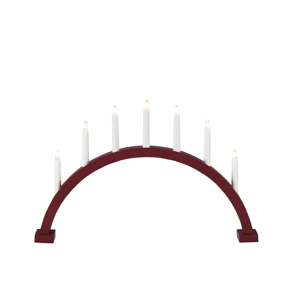Arch 7 Lights Matta Tummanpunainen valmistajalta Konstsmide - S&auml;hk&ouml;inen kynttil&auml;njalka tyylikk&auml;&auml;n kaaren muodossa ja 7 kynttil&auml;&auml;.