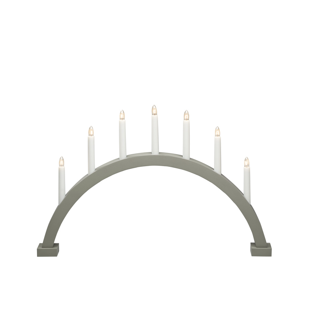 Arch 7 Lights Matt Grey/Green valmistajalta Konstsmide - S&auml;hk&ouml;inen kynttil&auml;njalka tyylikk&auml;&auml;n kaaren muodossa ja 7 kynttil&auml;&auml;.