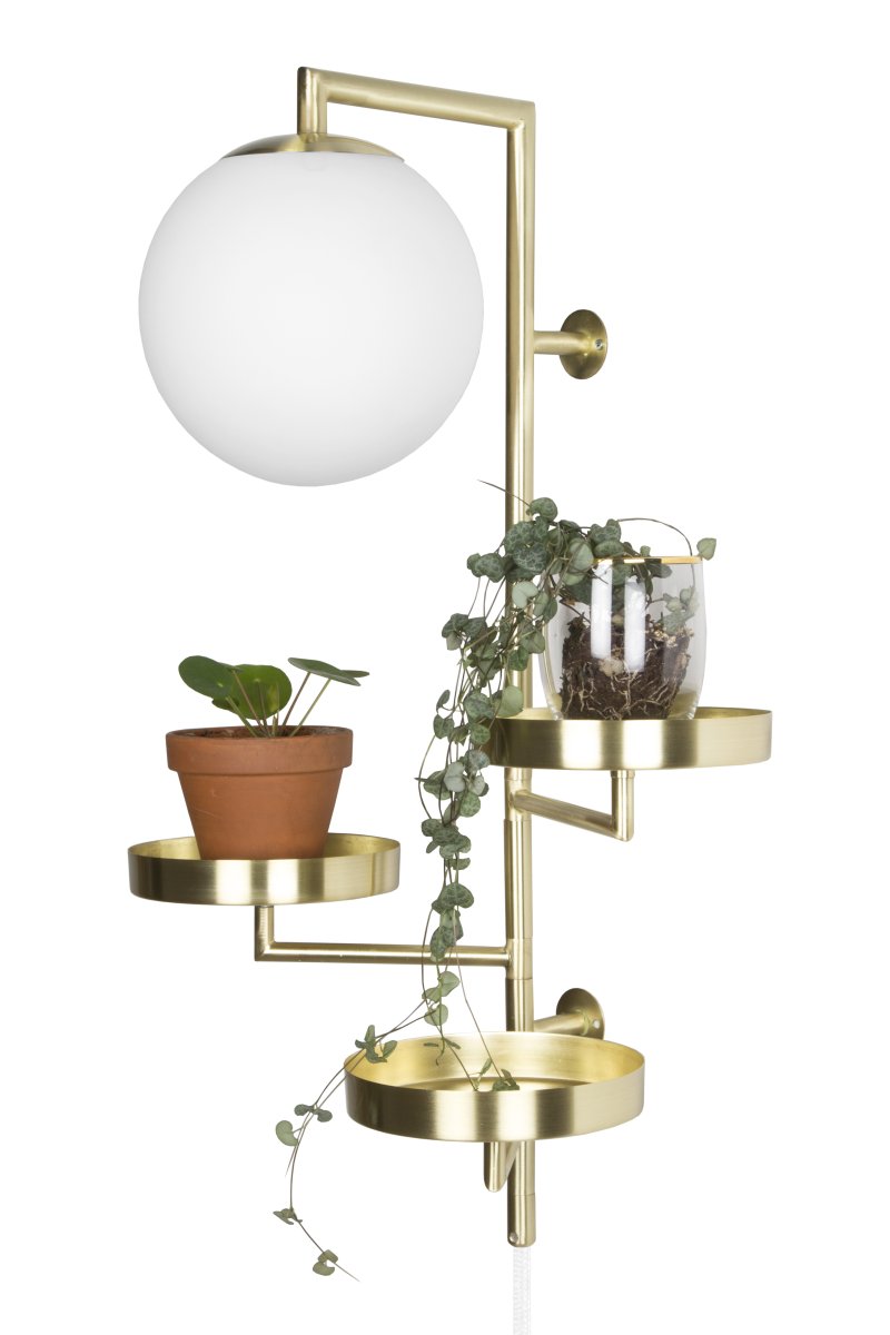 Astoria 62cm Harjattu messinki seinävalaisin valmistajalta Globen Lighting - Valaisin on valmistettu metallista, mattavalkoisesta lasivarjostimesta ja siinä on 200 cm pitkä tekstiilijohto kytkimellä ja pistokkeella.