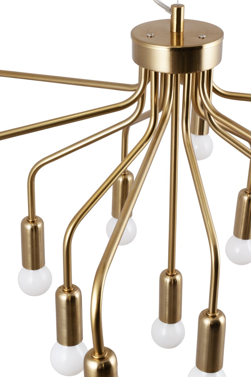 Roots Ø70 Harjattua messinkiä kattovalaisin valmistajalta Globen Lighting - Roots &auml;r en elegant och tidl&ouml;s pendel tillverkad av metall med en borstad m&auml;ssingfinish.