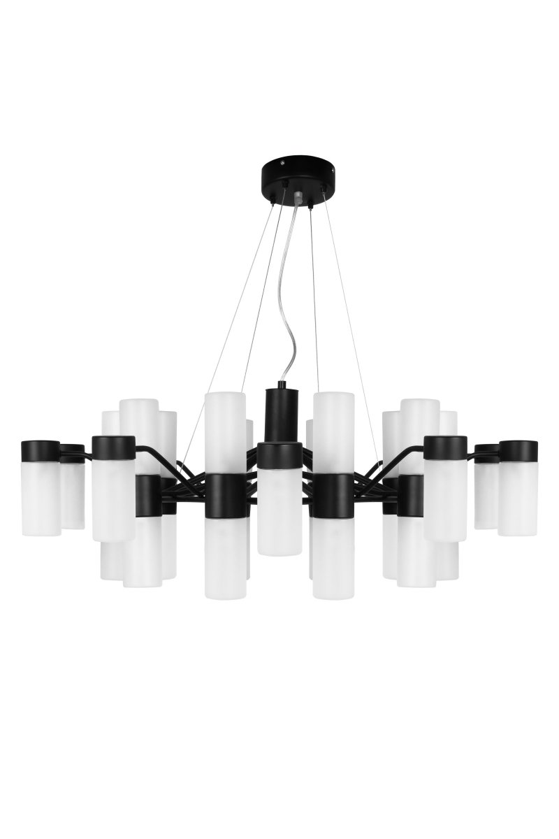 Santa Maria Ø90 Musta kattovalaisin valmistajalta Globen Lighting - Johdot ja läpinäkyvä kaapeli ovat 250 cm pitkiä ja lampussa on musta kattokuppi, kruunuliitäntä kattoliitännälle ei sisälly.