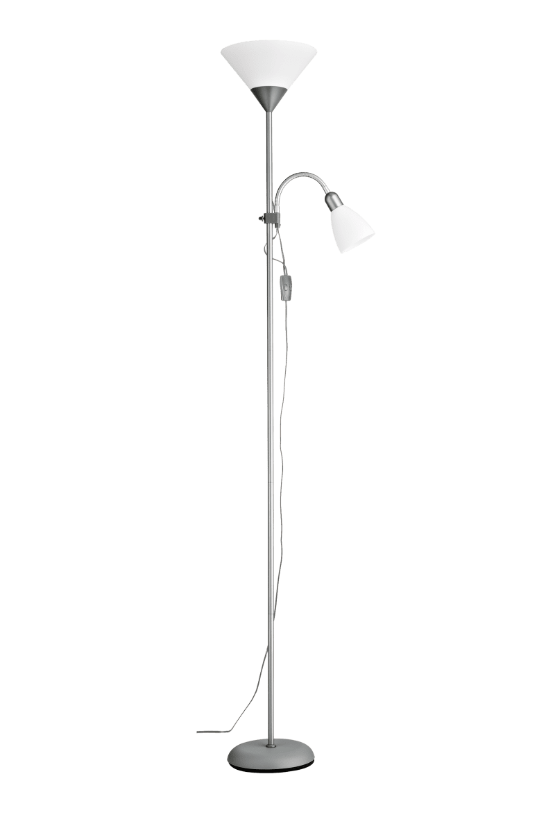 Zoomaa kuva kohteesta Vigo Hopea lattiavalaisin valmistajalta Aneta Lighting - Vigo-lattiavalaisin on käytännöllinen ja tyylikäs yhdistelmä ylöspäin suunnattua valaisinta ja pöytävalaisinta.