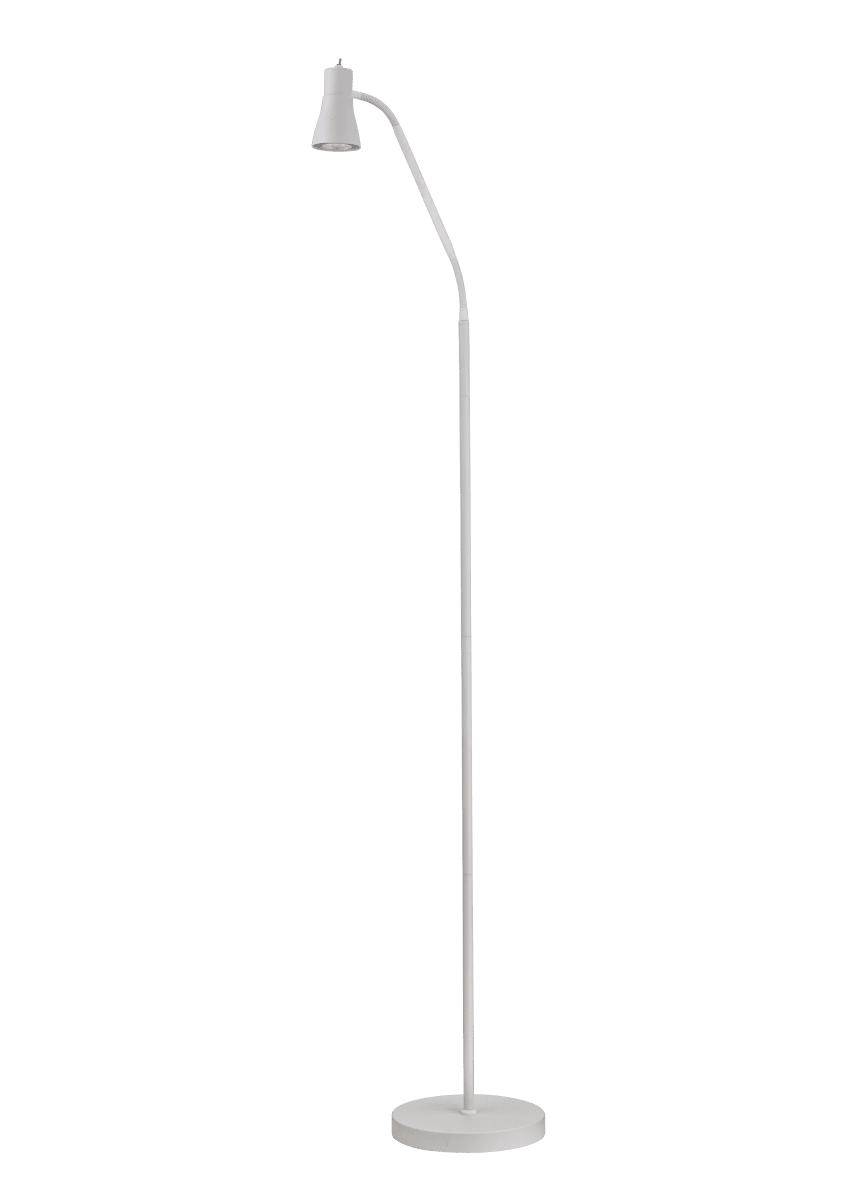 Boden Valkoinen lattiavalaisin valmistajalta Aneta Lighting - Valaisin on valmistettu valkoisesta metallista ja sen siisti ilme on helppo sijoittaa erilaisiin ymp&auml;rist&ouml;ihin.