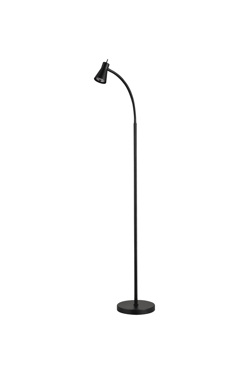 Zoomaa kuva kohteesta Boden Musta lattiavalaisin valmistajalta Aneta Lighting - Boden-lattiavalaisimella on tyylik&auml;s ja toimiva muotoilu, joka tekee siit&auml; t&auml;ydellisen lukuvalaisimeksi sohvan viereen tai suosikkijalkarahiin.