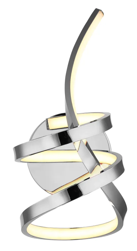 Iduna Ø35 Kromi seinävalaisin valmistajalta Globo Lighting - Iduna &auml;r en v&auml;gglampa som imponerar med sin unika design, d&auml;r den eleganta b&ouml;jda formen och den stilfulla knuten i mitten skapar en modern estetik.