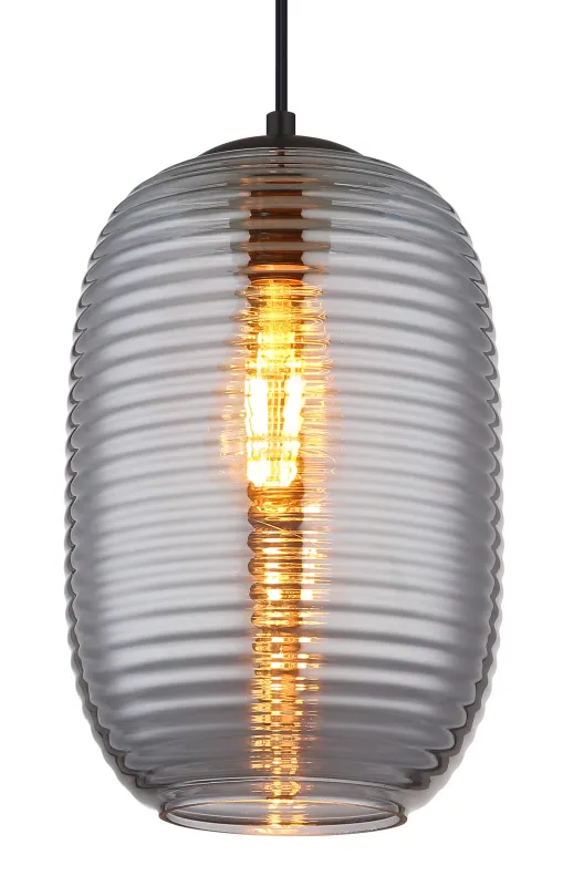 Jefrey Ø20 Savun värinen kattovalaisin valmistajalta Globo Lighting - Denna eleganta taklampa &auml;r utrustad med en rund kupa i r&ouml;kf&auml;rgat glas.