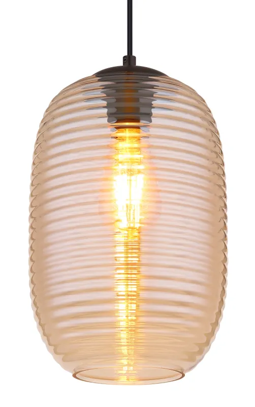 Jefrey Ø20 Keltainen kattovalaisin valmistajalta Globo Lighting - Denna eleganta taklampa &auml;r utrustad med en rund glaskupa i varm b&auml;rnstensf&auml;rg.