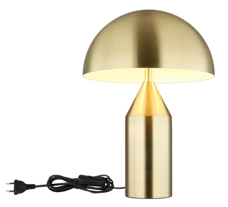 Atoma 40cm Messinki pöytävalaisin valmistajalta Globo Lighting - Sk&auml;rmen i matt m&auml;ssing och vitt skapar en harmonisk kontrast och ger en behaglig ljusspridning.