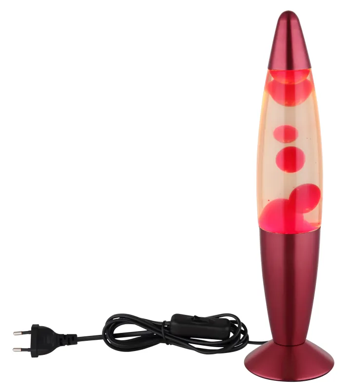 Etna PUNAINEN lasten valaisin valmistajalta Globo Lighting - Etna &auml;r en fascinerande lavalampa med klar v&auml;tska och r&ouml;tt vax som sm&auml;lter l&aring;ngsamt och skapar hypnotiska ljuseffekter.