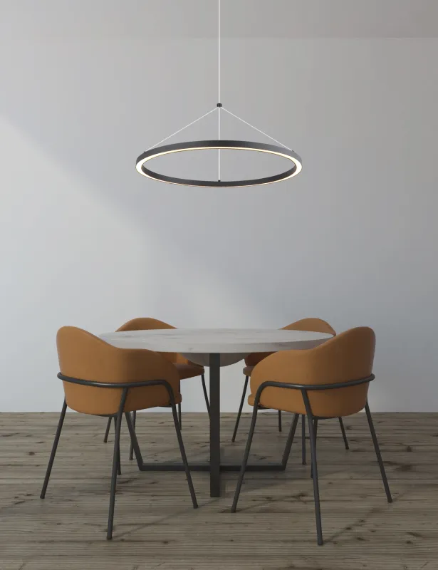 Grenvix Ø50 Musta kattovalaisin valmistajalta Globo Lighting - Grenvix &auml;r en unik och stilfull takpendel som utm&auml;rker sig med sin runda form och distinkta ringdesign.