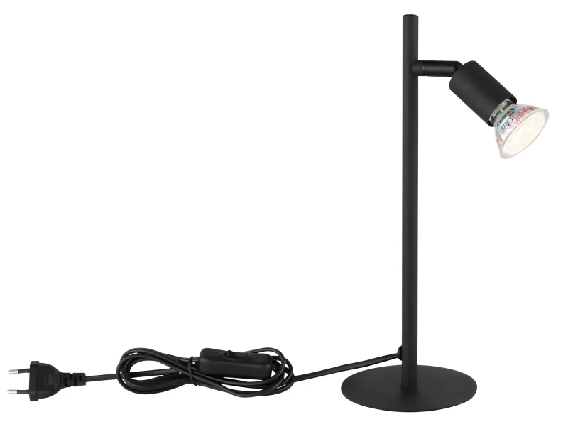 Matrix 30cm Musta työpöytävalaisin valmistajalta Globo Lighting - Den runda basen och det raka metallr&ouml;ret i mattsvart ger ett modernt och elegant uttryck.