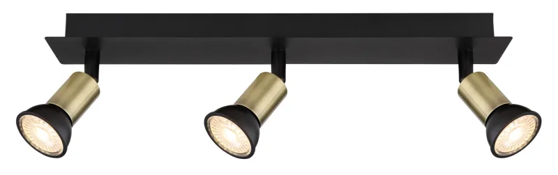 Drew 3 Kulta kohdevalaisin valmistajalta Globo Lighting - Drew &auml;r en stilren takspotlight som imponerar med sin design i mattsvart och guld.