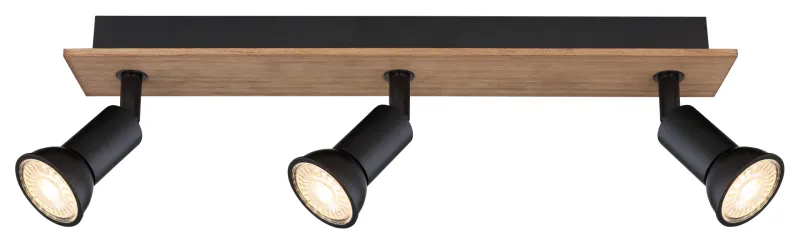 Drew 3 Luonto kohdevalaisin valmistajalta Globo Lighting - Drew &auml;r en stilren takspotlight som imponerar med sin design i svart metall och m&ouml;rkt tr&auml;.
