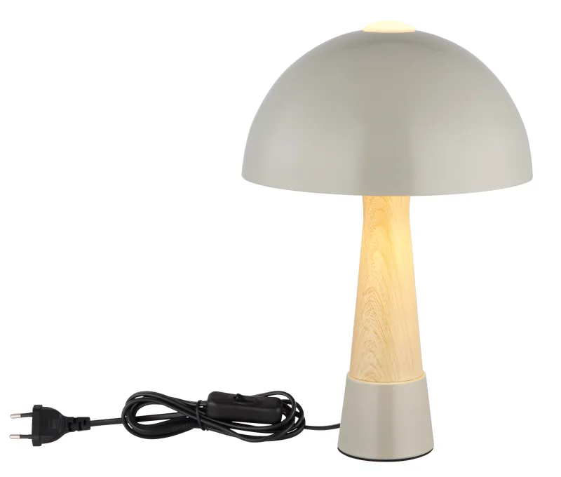 Paulin 36cm Harmaa pöytävalaisin valmistajalta Globo Lighting - Den runda kroppen i matt gr&aring; metall med tr&auml;look ger ett stilfullt och naturligt uttryck samtidigt som den &auml;r h&aring;llbar och l&auml;tt att reng&ouml;ra.