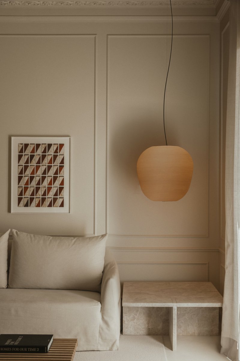 Tierra Ø52 Beige kattovalaisin valmistajalta Faro Barcelona - H&eacute;ctor Serranon suunnittelema Tierra 520 on valmistettu 3D-tulostetusta PLA:sta ja kierr&auml;tetyst&auml; m&auml;ntyselluloosasta.