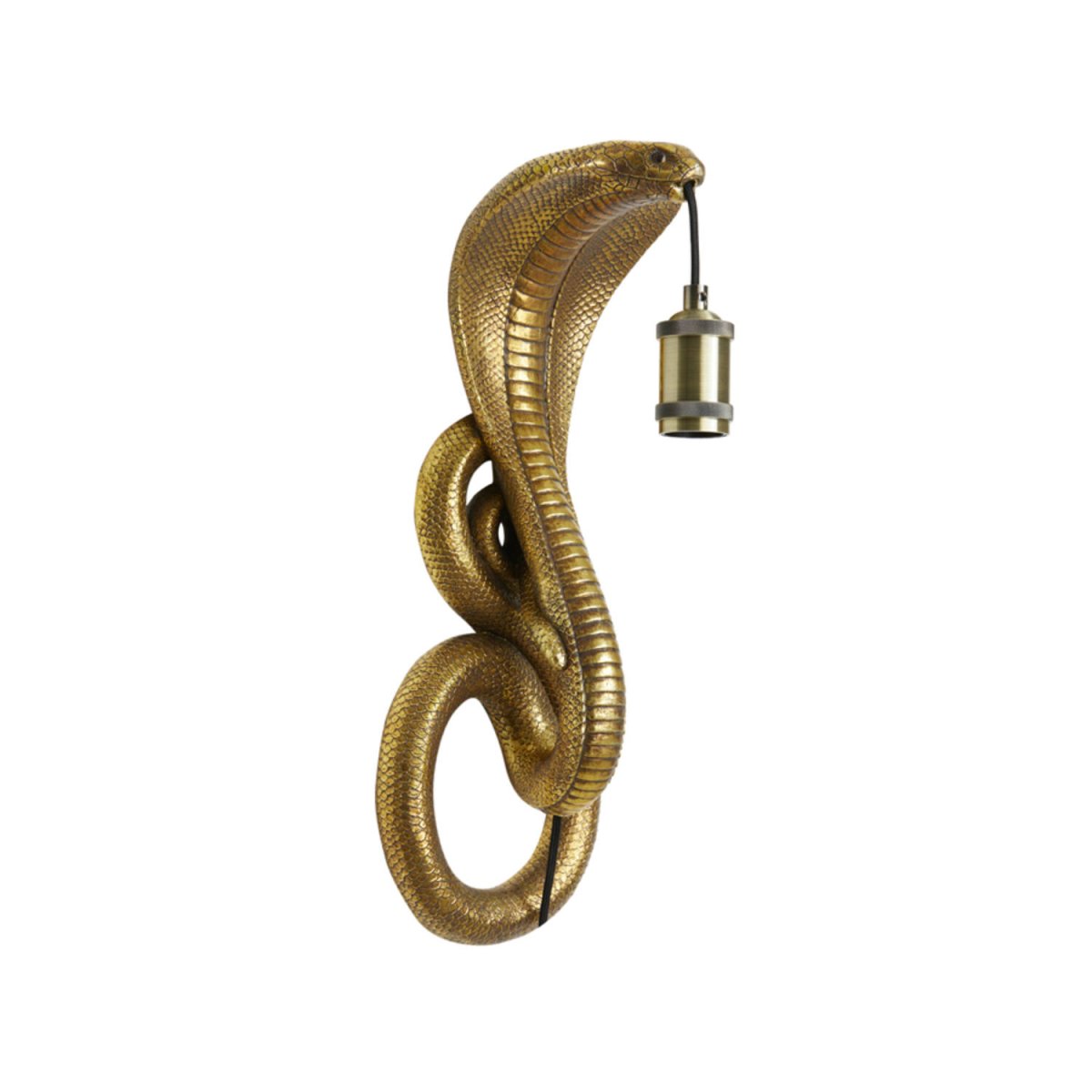 Snake 52cm Pronssi seinävalaisin valmistajalta Light & Living - K&auml;&auml;rme pit&auml;&auml; valonl&auml;hdett&auml; suussaan, mik&auml; luo n&auml;ytt&auml;v&auml;n ja rohkean sisustusyksityiskohdan.
