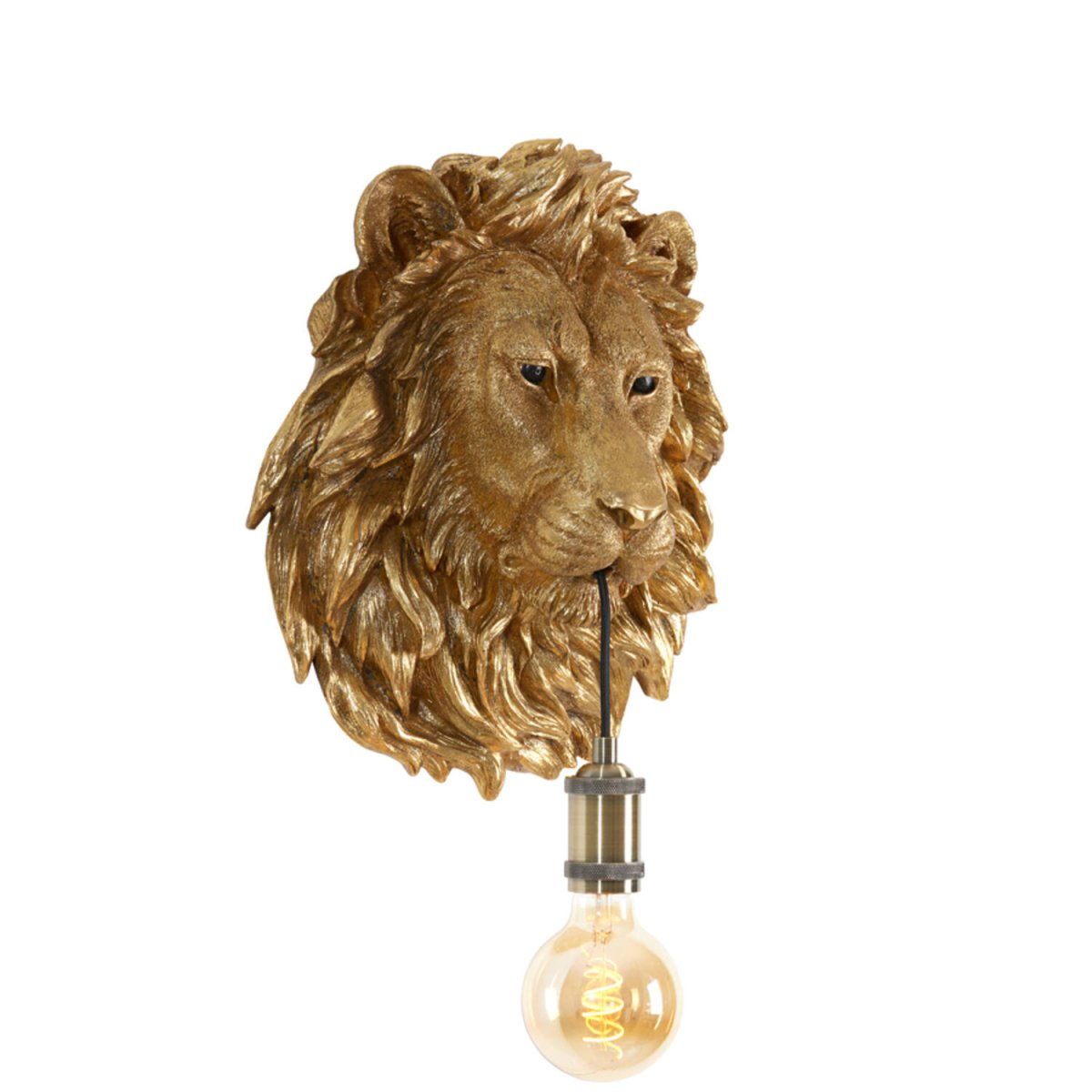 Lion 40cm Pronssi seinävalaisin valmistajalta Light & Living - Valonlähde roikkuu elegantisti leijonan suusta koristeellisen messinkijalustan avulla, luoden rohkean ja silmiinpistävän tunnelman.