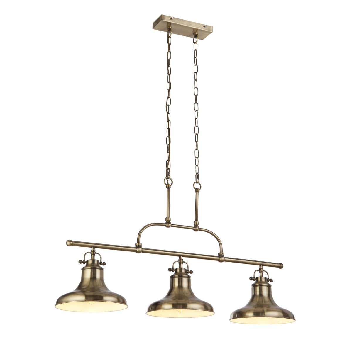 Dallas 96cm Antiikkimessinki kattovalaisin valmistajalta Searchlight - Kestävästä teräksestä valmistettu ja elegantti viimeistely antaa huoneelle lämpimän ja klassisen tunnelman.