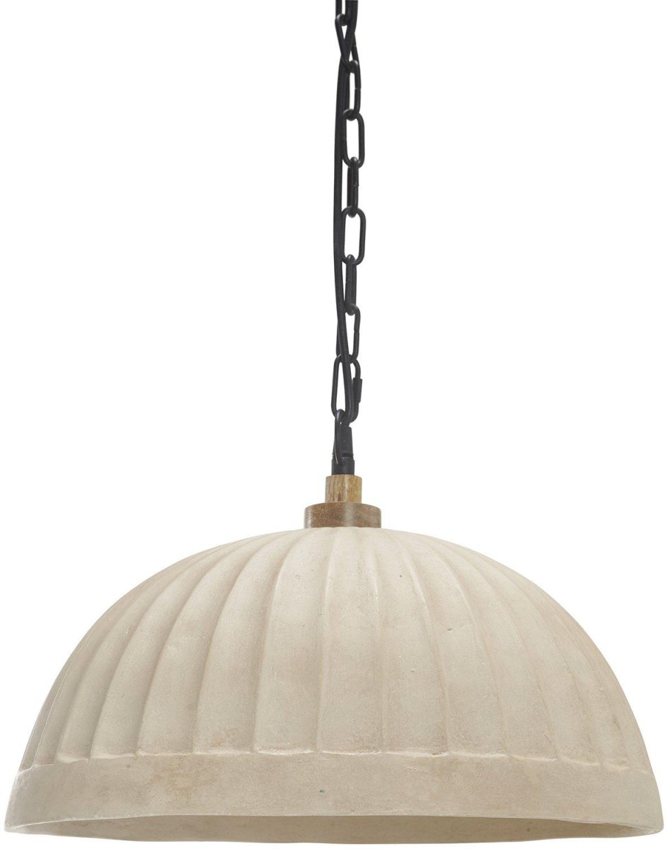 Haley Ø43 Beige kattovalaisin valmistajalta PR Home - 1,3 m musta metalliketju ja 1,5 m musta muovikaapeli ja musta metallinen kattokuppi koukun ripustamiseen.