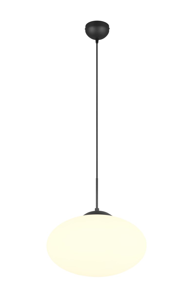 Fomento Ø40 Musta kattovalaisin valmistajalta Trio Lighting - Mattamustan ja valkoisen lasin yhdistelmä luo ylellisyyden ja hienostuneisuuden tunteen.