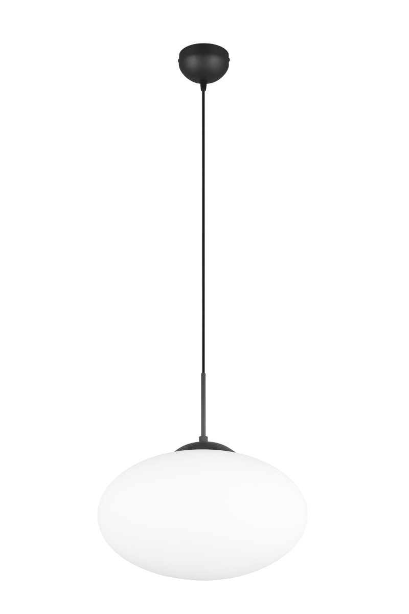 Fomento Ø40 Musta kattovalaisin valmistajalta Trio Lighting - Mattamustan ja valkoisen lasin yhdistelmä luo ylellisyyden ja hienostuneisuuden tunteen.