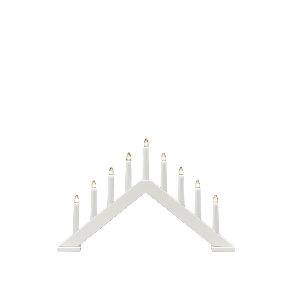 Candelabra 9 Lights Matta valkoinen valmistajalta Konstsmide - Anna kotiisi ajaton ja tyylik&auml;s joulutunnelma t&auml;ll&auml; tyylikk&auml;&auml;ll&auml; valkoiseksi lakatulla puulla valmistetulla adventtikynttil&auml;njalalla.
