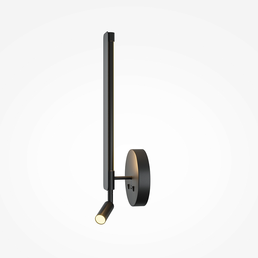 Combo 52cm Musta lukulamppu valmistajalta Maytoni - Kahden erillisen kytkimen avulla voit ohjata valoja erikseen, ja v&auml;ril&auml;mp&ouml;tilaa voidaan s&auml;&auml;t&auml;&auml; l&auml;mpim&auml;st&auml; kylm&auml;&auml;n valkoiseen.