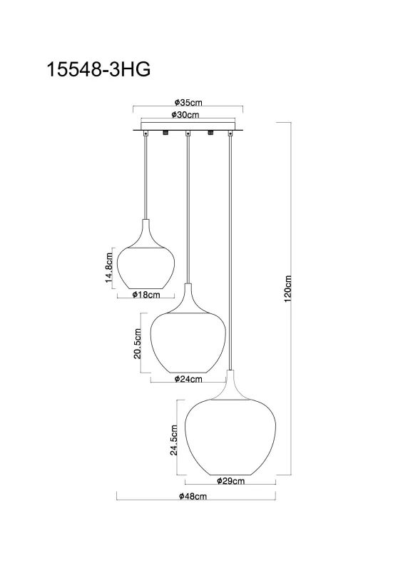 Maxy Ø48 Kupari kattovalaisin valmistajalta Globo Lighting - Den mattsvarta och krompl&auml;terade metallstommen ger lampan en modern och sofistikerad look, medan de kopparf&auml;rgade glaskuporna med en klar och tonad gradient skapar en unik ljusupplevelse.