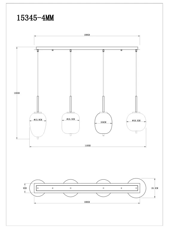 Blacky 110cm Messinki kattovalaisin valmistajalta Globo Lighting - Blacky takpendel &auml;r perfekt att placera &ouml;ver ett matbord och ger en j&auml;mn och behaglig belysning.