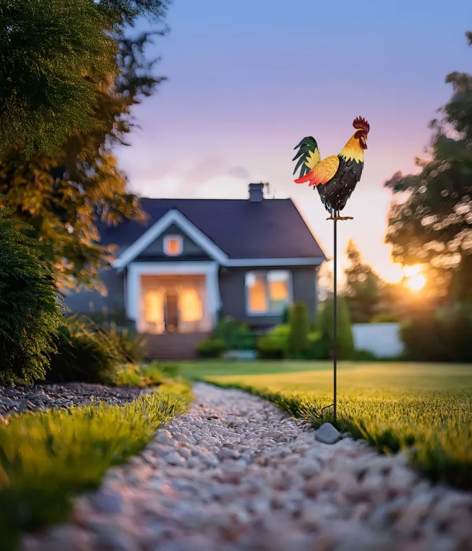 Rooster Monivärinen aurinkokennolamppu valmistajalta Globo Lighting - Den fungerar b&aring;de som en dekorativ detalj och en st&auml;mningsfull ljusk&auml;lla som ger din utomhusmilj&ouml; en hemtrevlig och lantlig karakt&auml;r.