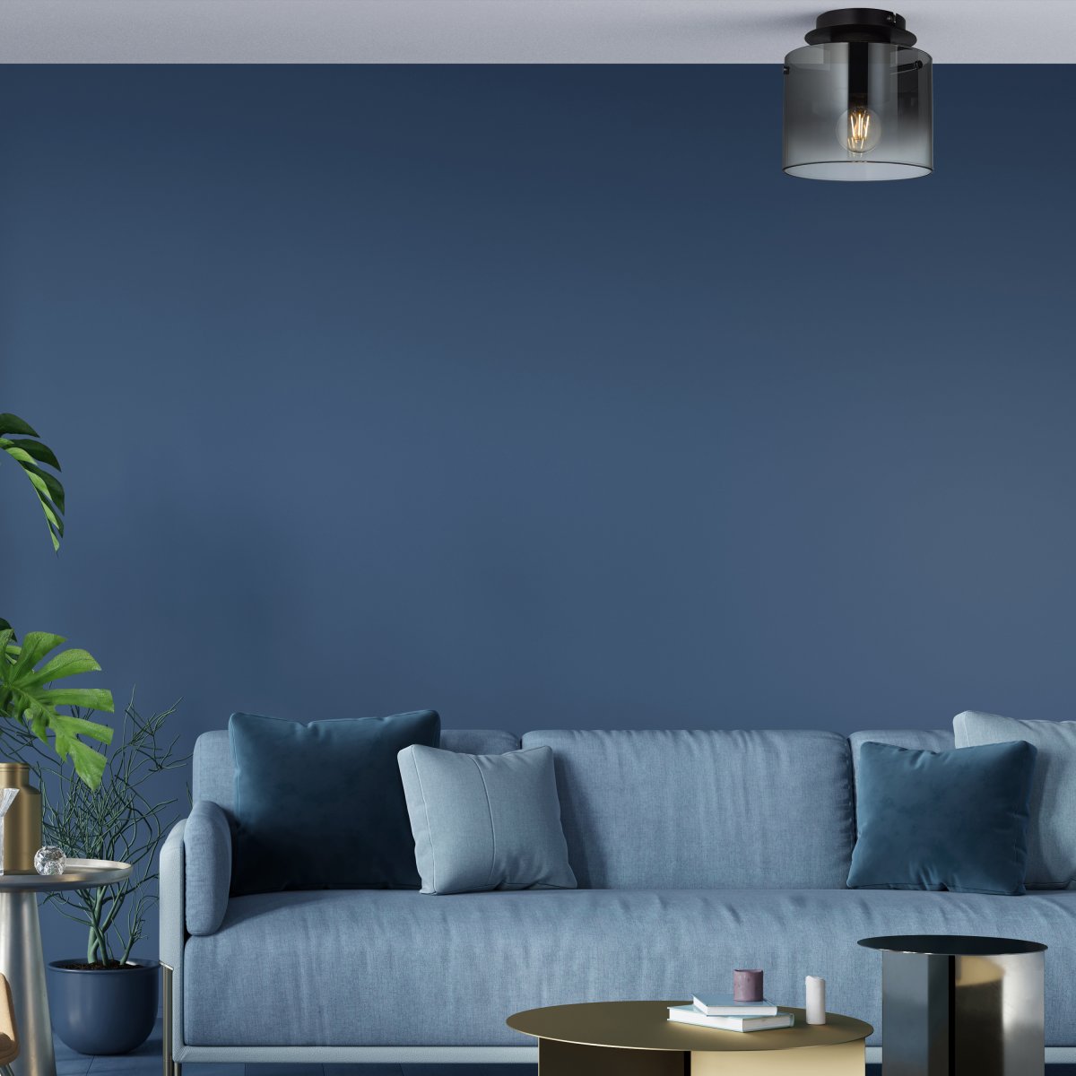 Beth Ø20 Savun värinen plafondi valmistajalta Brilliant - Beth-kattovalaisin yhdistää mustan metallin ja savulasin modernin ja elegantin ilmeen luoden.