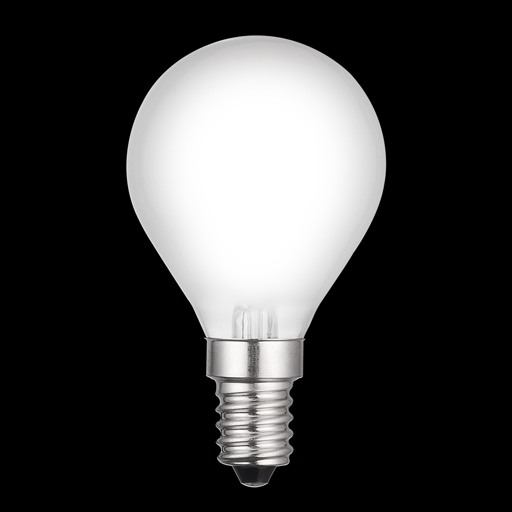 LED E14 pallolamppu matta 4W 2700K Valkoinen valmistajalta Unison - CLASSIC globe matta E14 valonl&auml;hde tehoste 4W ja l&auml;mmin valo p&aring; 2700K tarjoaa pehme&auml;n ja miellytt&auml;v&auml;n valon levi&auml;misen.