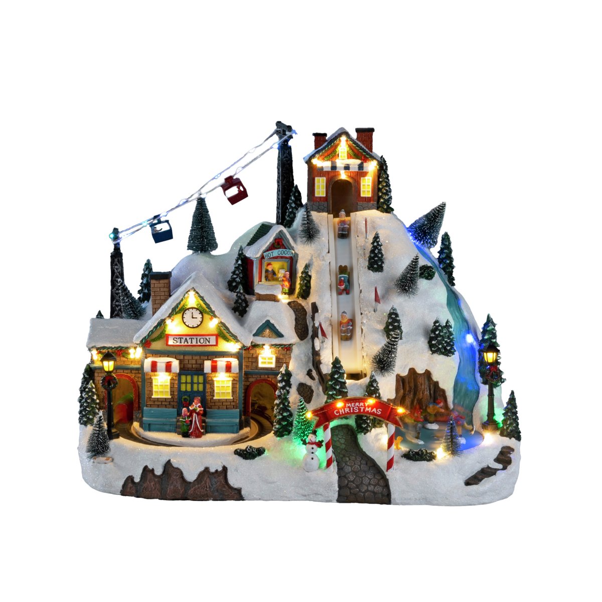 Joulukylä Hiihtokeskus 28cm Monivärinen valmistajalta Konstsmide - Luo el&auml;v&auml; ja taianomainen joulutunnelma t&auml;ll&auml; yksityiskohtaisella hiihtokeskuksen muotoisella joulukyl&auml;ll&auml;, joka on valmistettu polyresiinist&auml;.