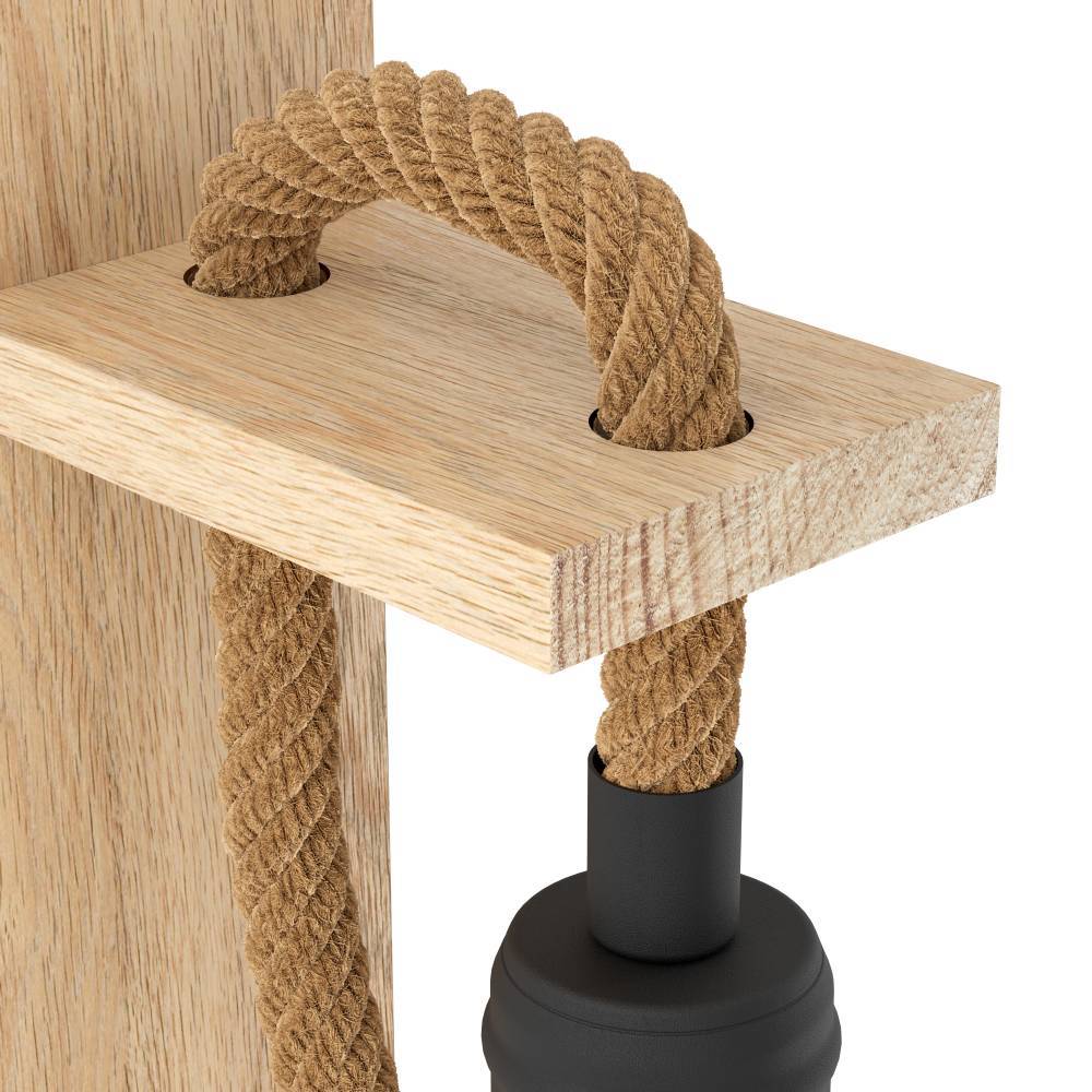 Rampside 30cm Luonto seinävalaisin valmistajalta Eglo - Tukeva puinen pohja ja luonnolliset k&ouml;ysiyksityiskohdat antavat ainutlaatuisen k&auml;sintehdyn tunteen, kun taas valotettu hehkulamppu lis&auml;&auml; teollista tunnelmaa.