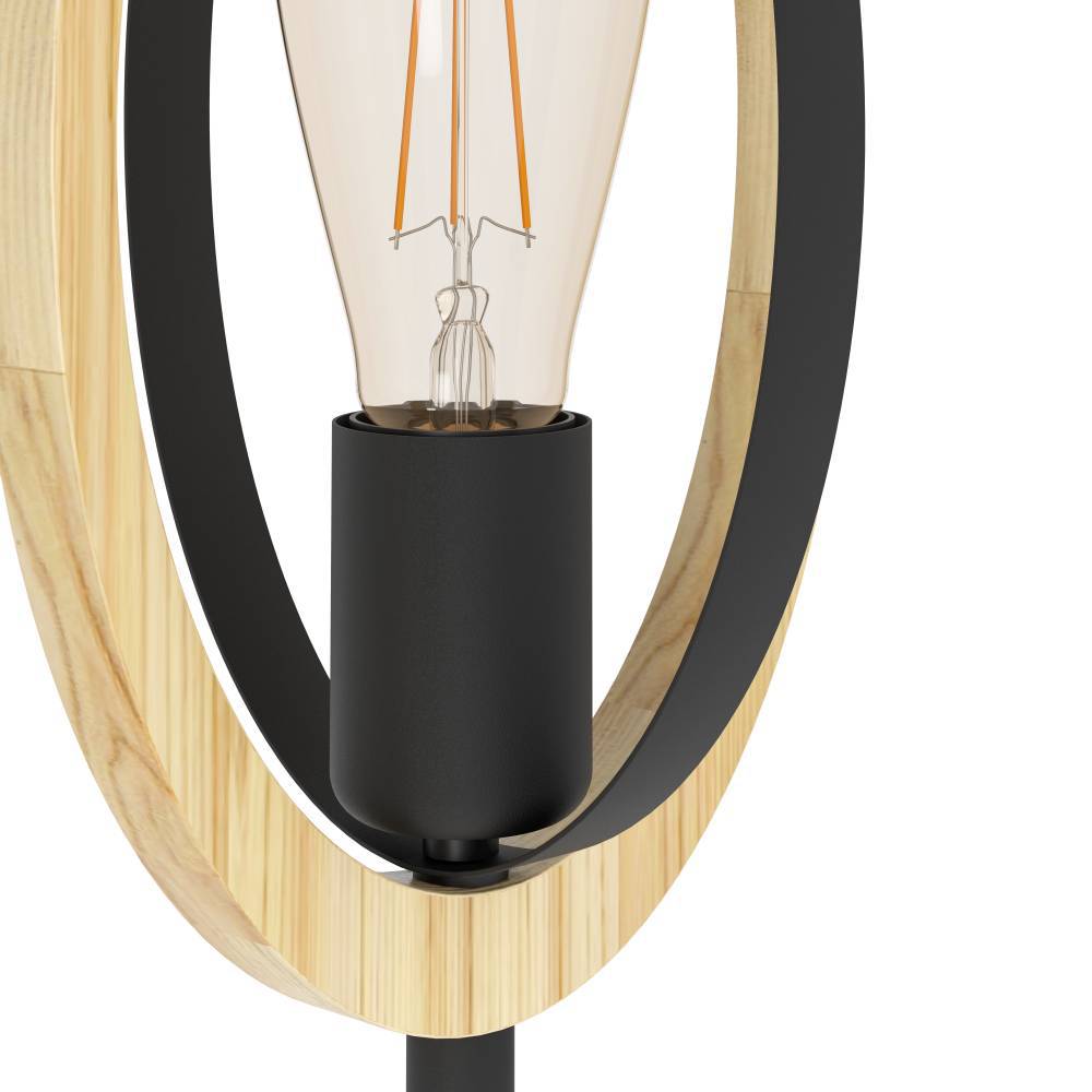 Basildon 35cm Musta pöytävalaisin valmistajalta Eglo - Tässä ainutlaatuisessa pöytävalaisimessa yhdistyy puun luonnollinen lämpö ja metallin vankka eleganssi luoden näyttävän lisäyksen sisustukseesi.