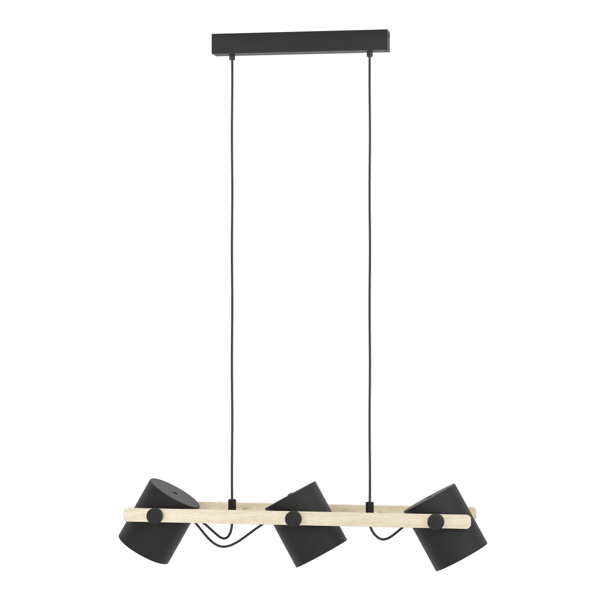 Hornwood 78cm Musta kattovalaisin valmistajalta Eglo - Kolme s&auml;&auml;dett&auml;v&auml;&auml; mustaa varjostinta ja valkoinen sis&auml;osa tarjoavat tehokkaan ja miellytt&auml;v&auml;n valon, jota voidaan helposti mukauttaa tarpeisiisi.