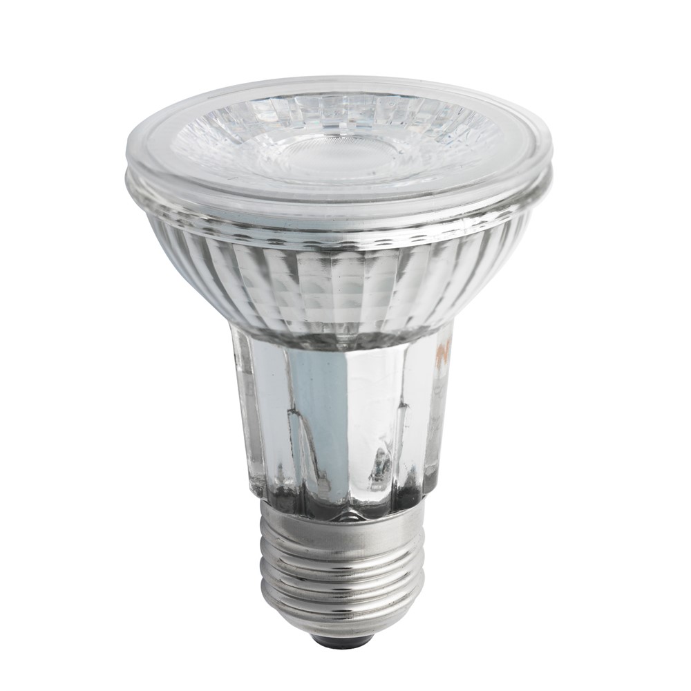 E27 LED PAR20 7W 2700K Himmennettävä Läpinäkyvä valmistajalta Unison - LED PAR20 E27 7W on tehokas ja energiatehokas valonl&auml;hde l&auml;mpim&auml;ll&auml; valolla; 2700K.