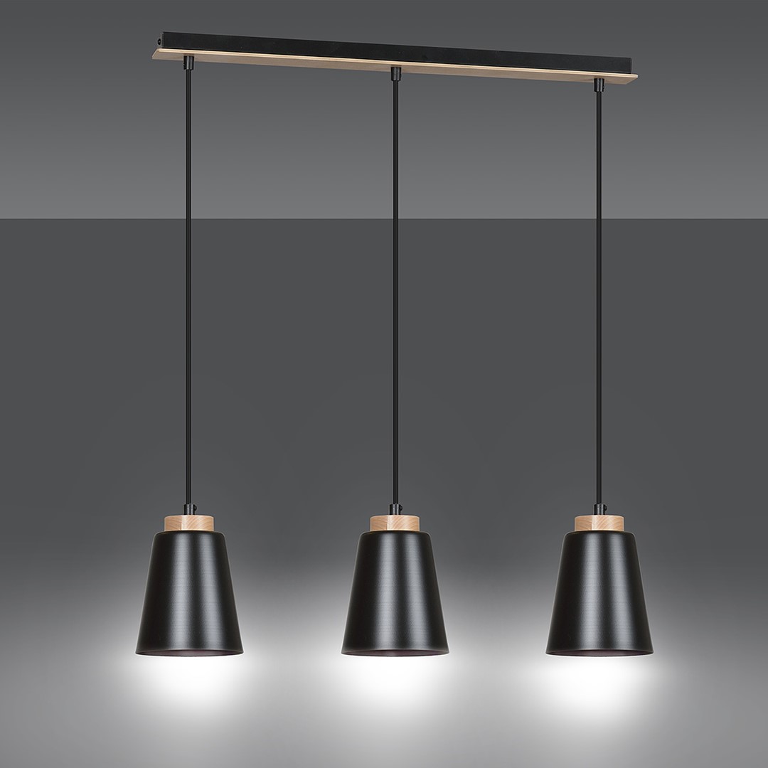 Bolero 66cm Musta kattovalaisin valmistajalta Emibig Lighting - Klassinen metallin ja puun yhdistelmä antaa valaisimelle ainutlaatuisen ja selkeän luonteen.