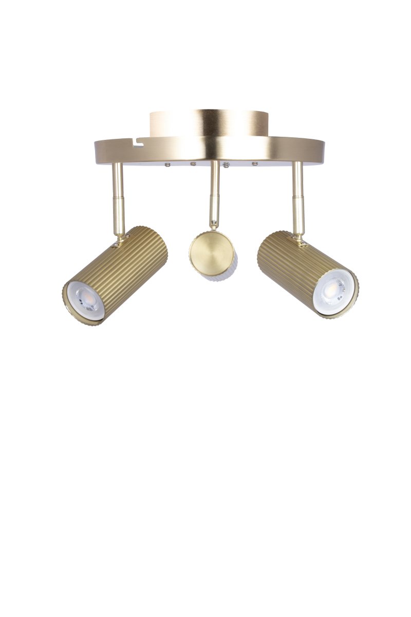 Hubble 3 Harjattu messinki kohdevalaisin valmistajalta Globen Lighting - Hubble on käytännöllinen kohdevalaisin, jossa on putkimaiset ja uurretut alumiinivarjostimet.