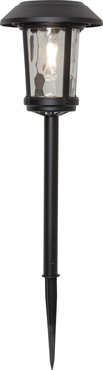 Florian Musta aurinkokennolamppu valmistajalta Star Trading - Florian aurinkokennopollari on tyylikäs ja klassinen alumiinista ja lasista valmistettu puutarhavalaisin.