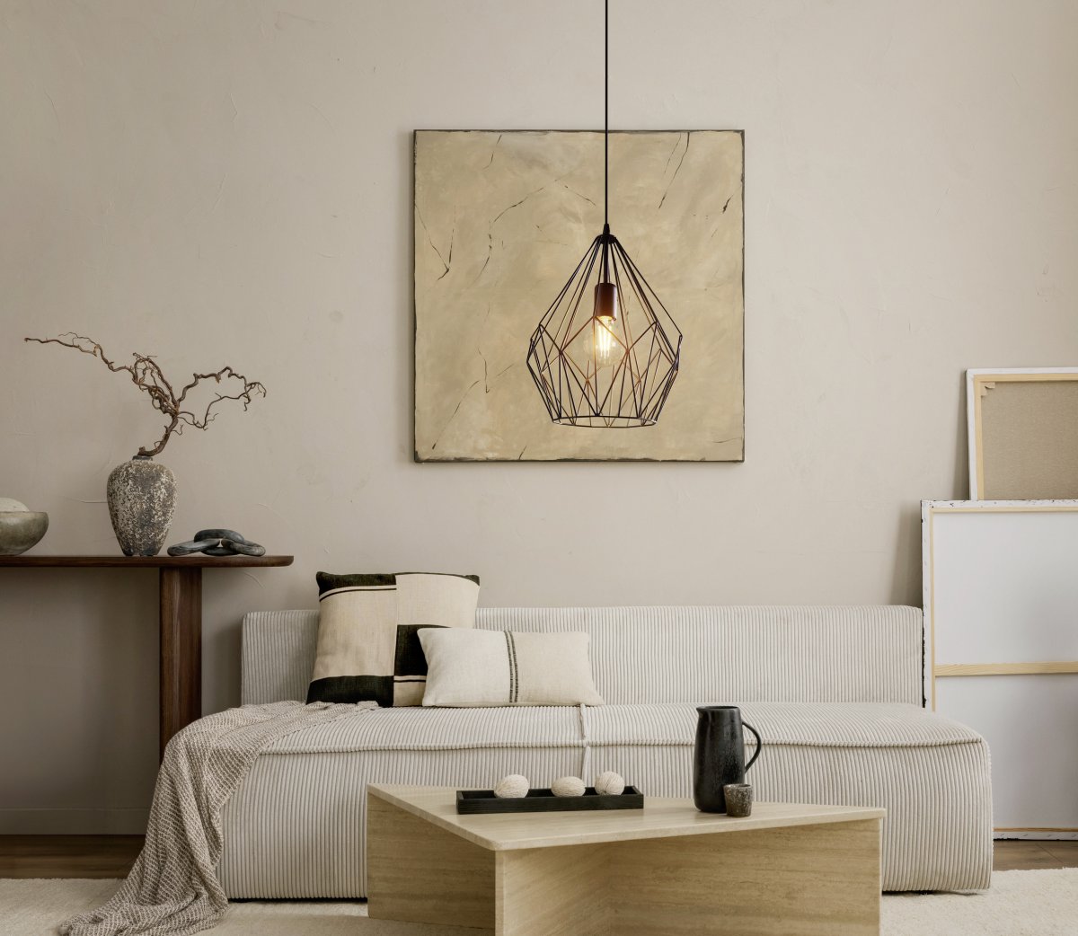 Carlton Ø30 Musta kattovalaisin valmistajalta Eglo - Carlton-riippuvalaisin on moderni metallinen valaisin, jossa on ilmava ja geometrinen muotoilu.