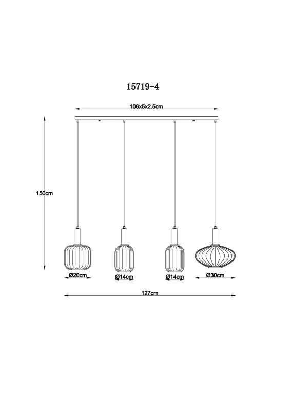 Valletta 127cm Musta kattovalaisin valmistajalta Globo Lighting - &nbsp;Den mattsvarta metallstommen ger lampan en elegant och sofistikerad karakt&auml;r, medan de fyra h&auml;ngande glaskuporna i olika former och f&auml;rger &ndash; tv&aring; i varm b&auml;rnsten och tv&aring; i r&ouml;kf&auml;rgat glas &ndash; skapar en unik och levande ljusbild.