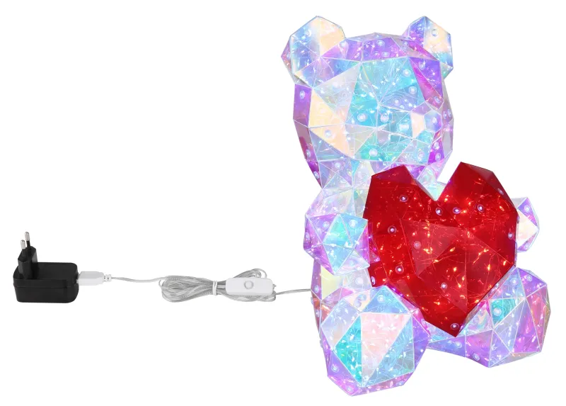 Brondar Läpinäkyvä lasten valaisin valmistajalta Globo Lighting - Den charmiga bordslampan i form av en s&ouml;t bj&ouml;rn med ett hj&auml;rta i kristall-look sprider ett magiskt sken i rummet.