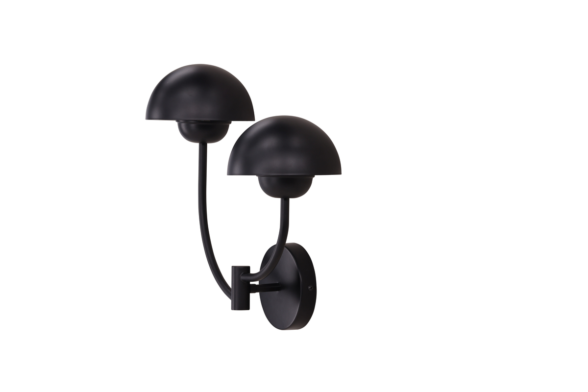 Lyckorna 35cm Musta seinävalaisin valmistajalta Venture Design - Sein&auml;valaisin Happiness koostuu kahdesta; pienemm&auml;t lamput, jotka on liitetty yhteen mustalla rautaisella alustalla.