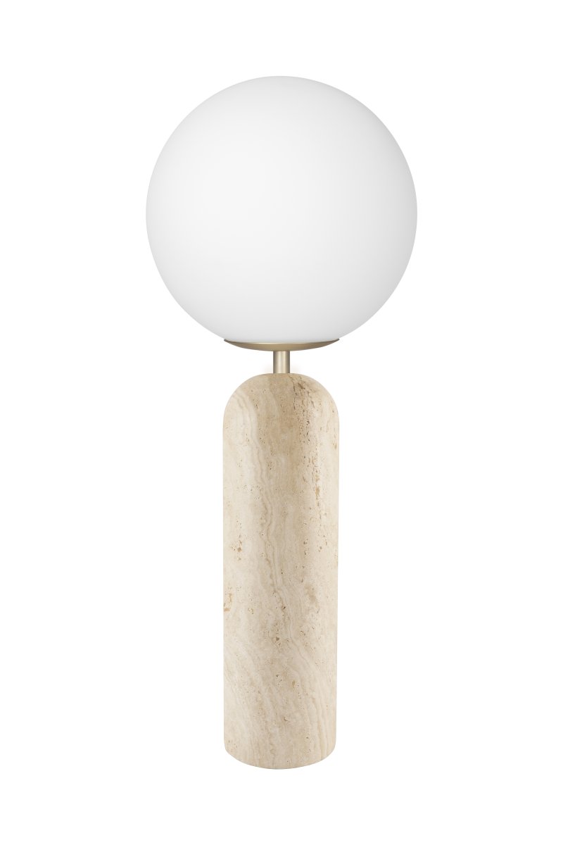 Torrano 53cm Beige travertiini pöytävalaisin valmistajalta Globen Lighting - Kivi on luonnonmateriaali, jonka marmoroinnin väri ja sävyt vaihtelevat ja luovat ainutlaatuisen kuvion jokaiselle kappaleelle.